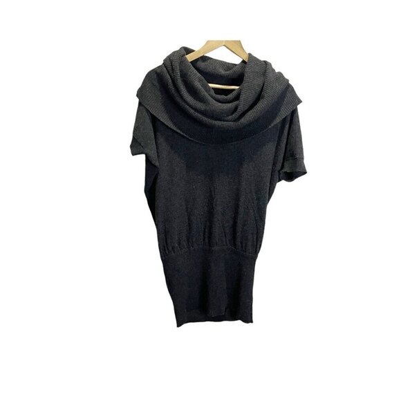 BANANA REPUBLIC CASHMERE BLEND GRAY BATWING RIBBED COWL NECK SWEATER DRESS XS - Picture 1 of 4